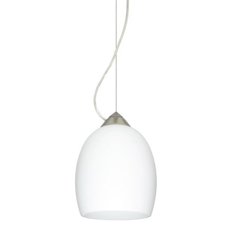 Lucia Cord Pendant, Opal Matte, Satin Nickel Finish, 1x9W LED